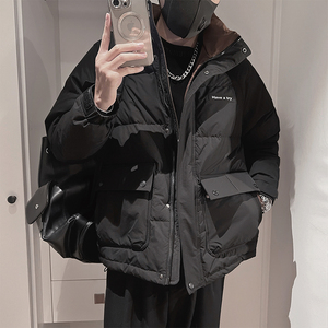 Y106-M-3XL-P188控258外聚酯纤维  标50绒大口袋立领羽绒服图片