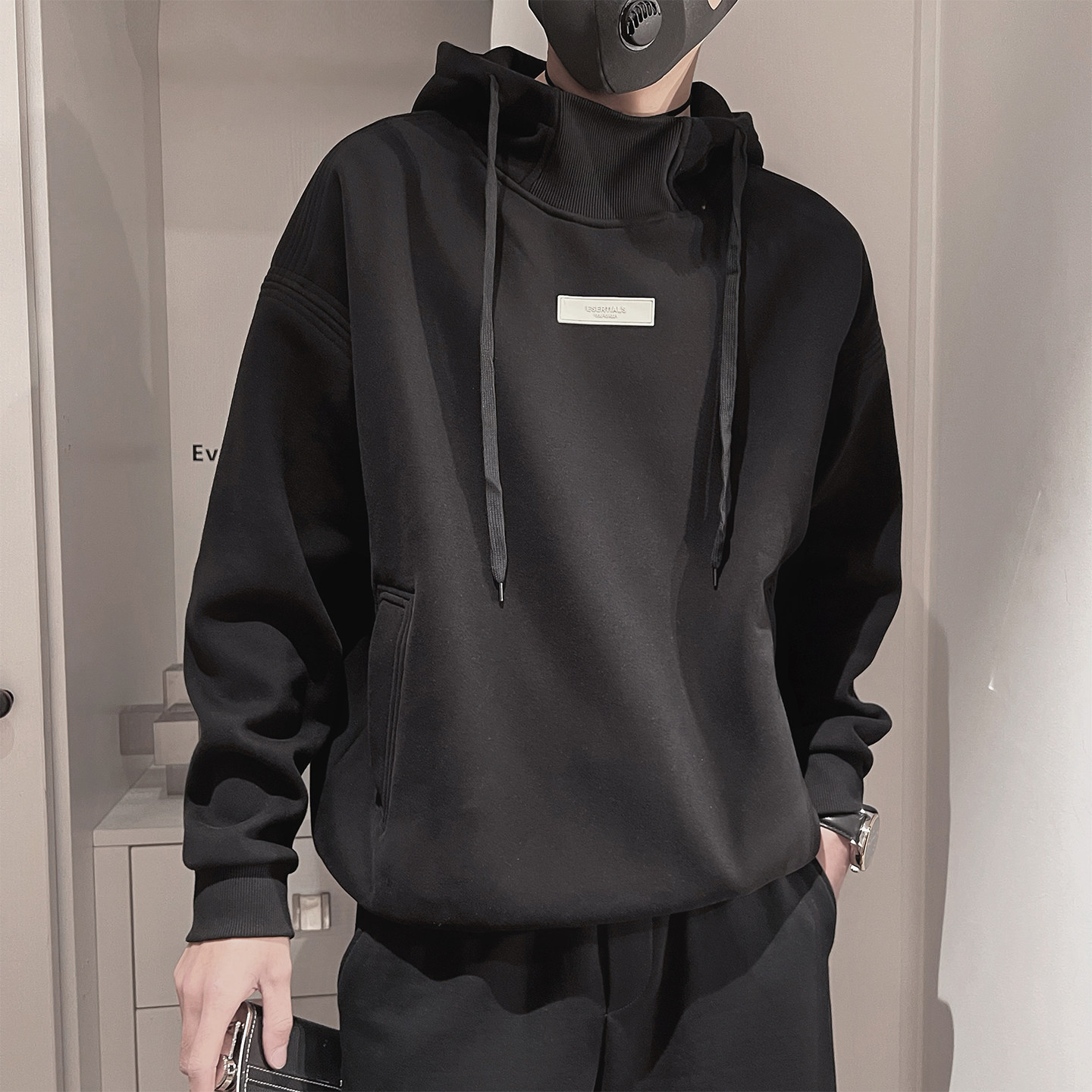 WY300-P88控118M-3XL53.4%棉46.6%聚酯纤维加绒高封领连帽卫衣,男装卫衣,电商A216