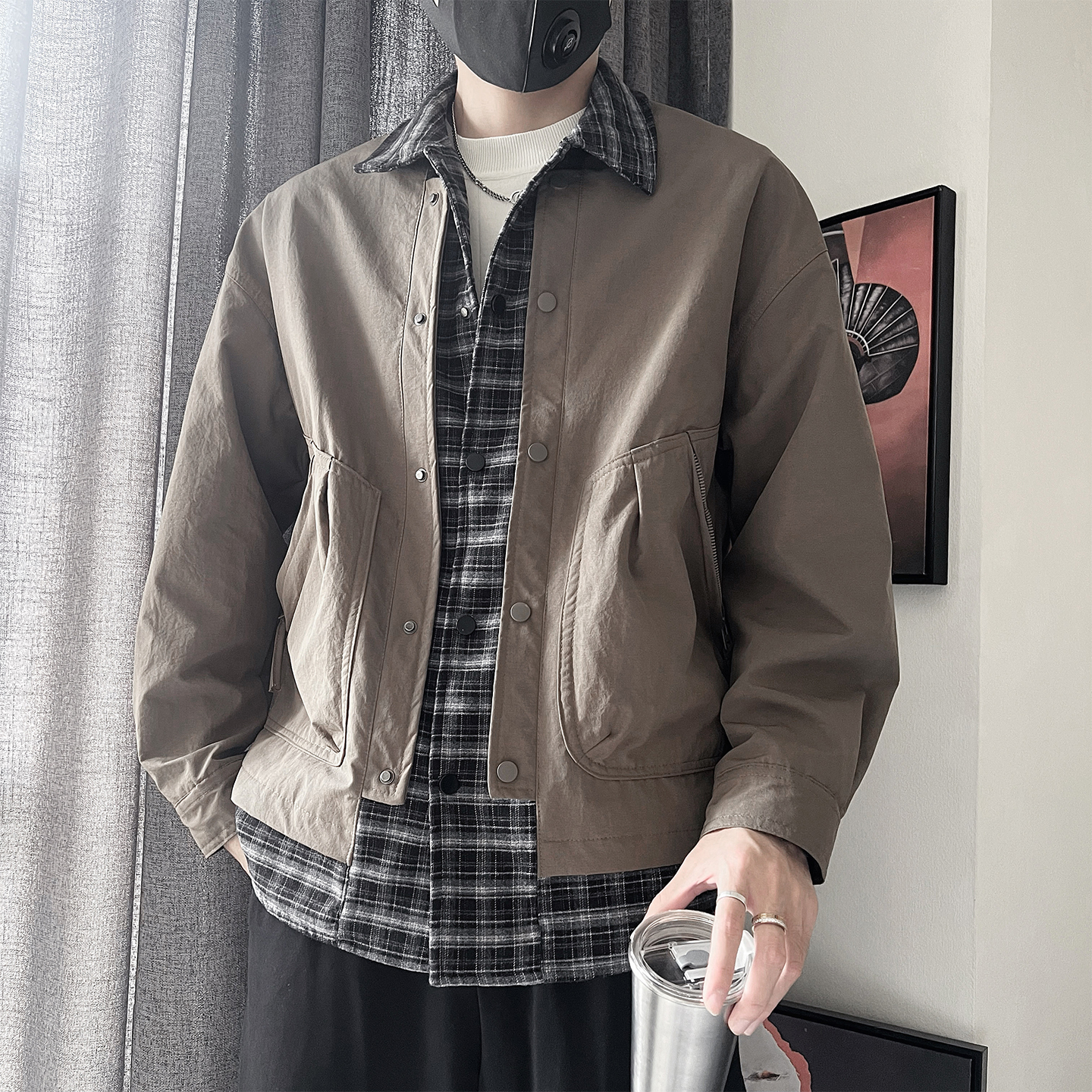 WT86-P98-控138-M-3XL-聚酯纤维 假两件夹克，男装夹克，电商A216