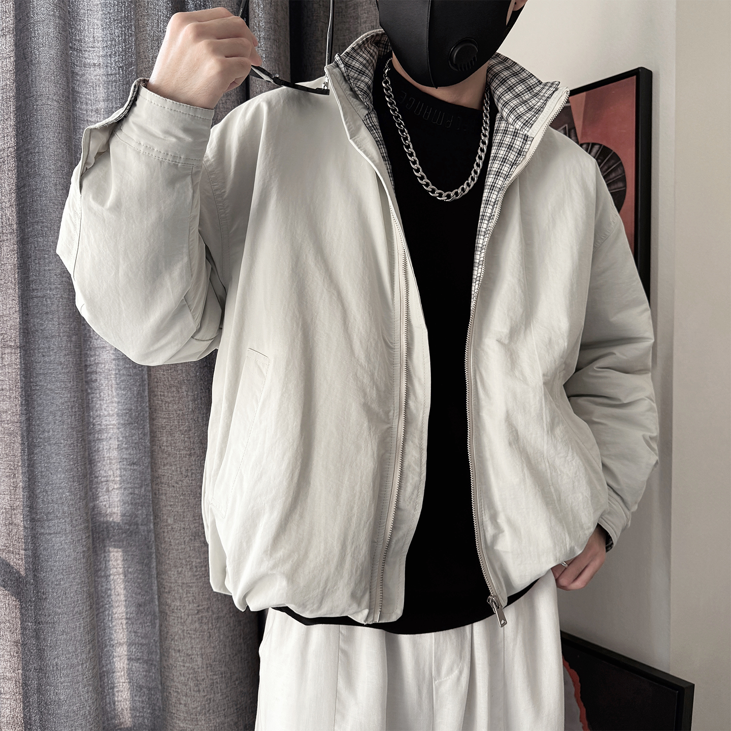 Y119-P218-控298M-3XL-80%棉20%聚酯纤维50绒衬格贴面内里羽绒服，男装羽绒服，电商A216