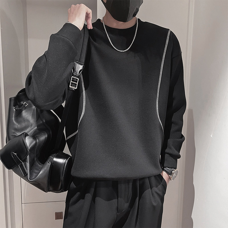 WY259-P78-控118-35%棉65%涤纶明线对称卫衣圆领卫衣微阔版型,男装卫衣,电商A216
