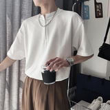 T82-P48-控68棉95%氨纶5%韩版精致拉链设计领口质感舒适面料T恤，男装T恤，电商A216