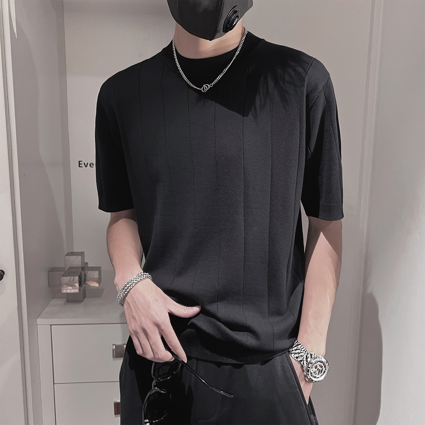 D170-P68-控98M-3XL-82%粘胶纤维18%聚酯纤维针织打底衫，男装T恤，电商A216