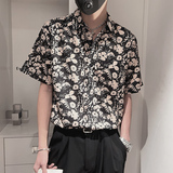 S29-P55控78夏季男士宽松印花社会小伙花色衬衣男外套衬衫男，男装衬衫，电商A216