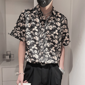 S29-P55 控78 夏季男士宽松印花社会小伙花色衬衣男外套衬衫男图片