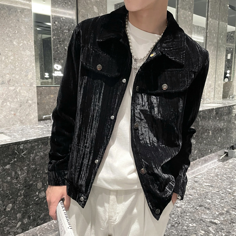 JK67-P108 控148 2023秋延续款外套男金丝绒外衣新款社会小伙夹克图片