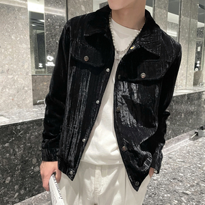 JK67-P108 控148 2023秋延续款外套男金丝绒社会小伙外衣新款夹克图片