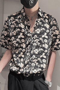 S29-P55 控78 夏季男士宽松印花社会小伙花色衬衣男外套衬衫男图片