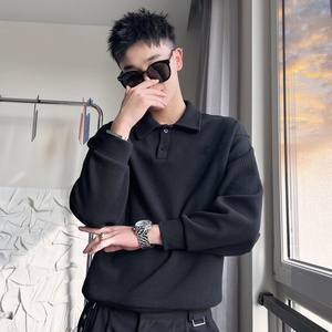 WY96 P68-控98 23秋款新款卫衣男小伙风翻领休闲纯色套头长袖卫衣图片