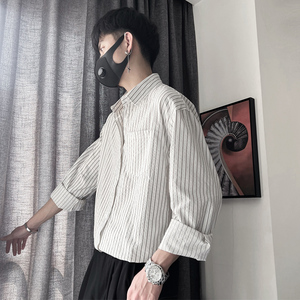 CS55-P78-控118-M-2XL 40%棉10%人棉50%涤双线条纹薄面料长袖衬衣图片