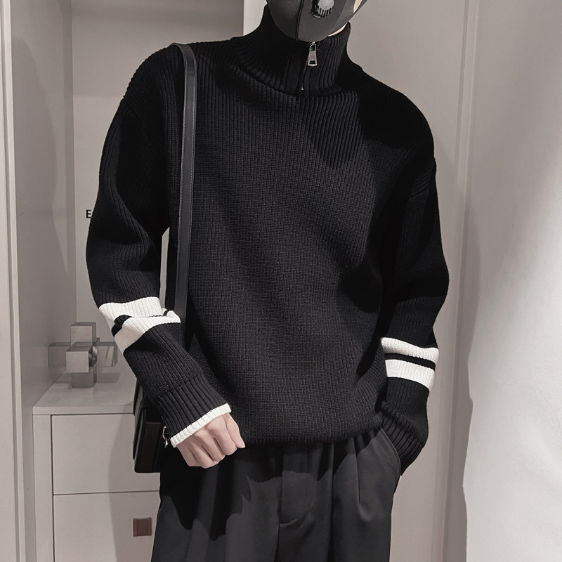 MX173-P98控138加厚款半高领男秋冬季潮男纯色复古潮牌重磅毛衣,男装针织衫/毛衣,电商A216