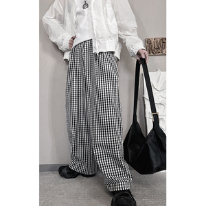 CK02-M-2XL-P48控6850%棉50涤纶慵懒风盖脚面拖把裤泡泡四色格纹