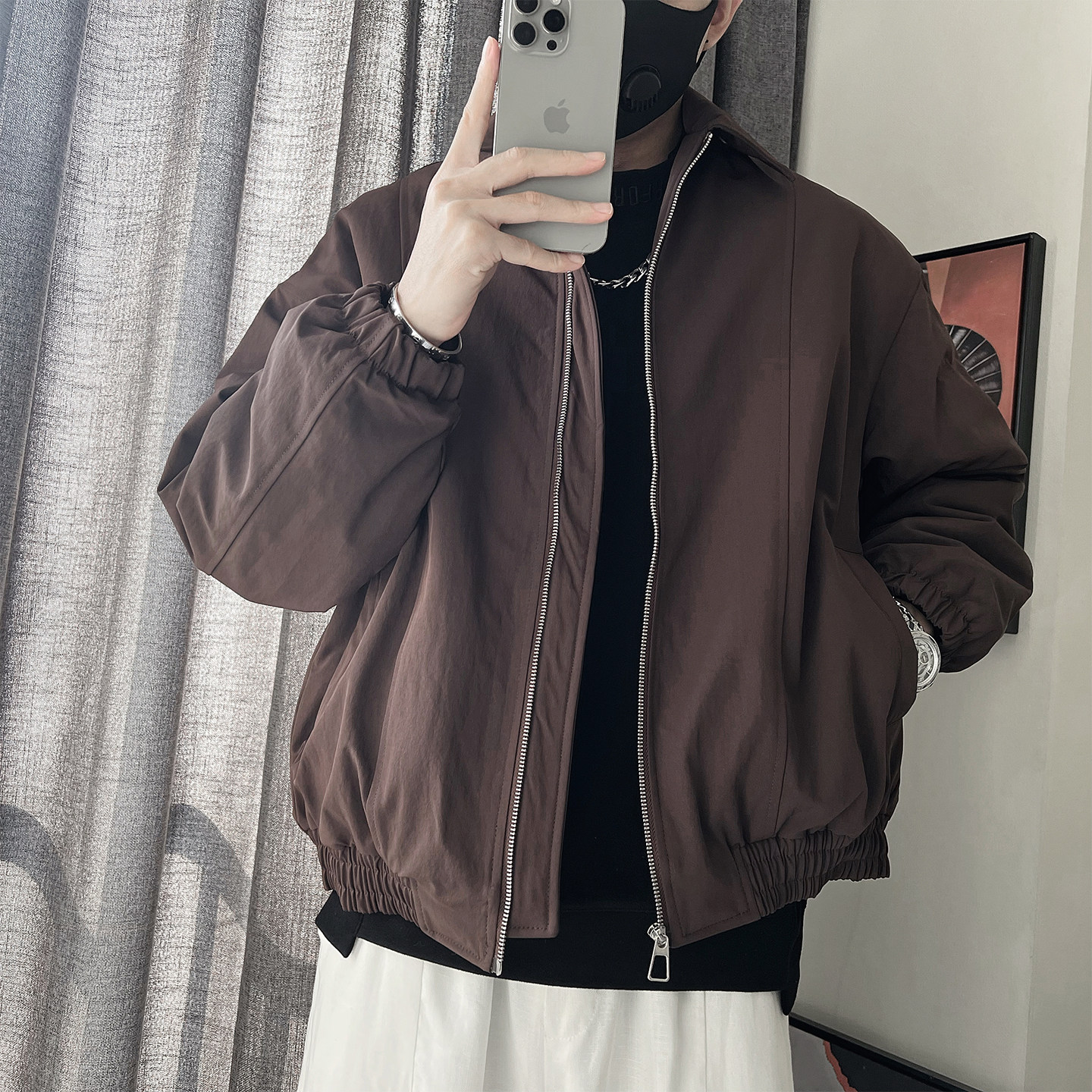 Y120-P138-控178-M-3XL-聚酯纤维廓形小翻领棉衣,男装棉衣,电商A216