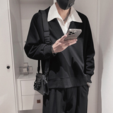 WY228-P68控98-面50%50%涤绅士英伦风格叠半开衫卫衣不是假两件，男装卫衣，电商A216
