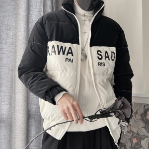 Y80-P128 控168   2023新棉袄冬季撞色男痞帅加厚立领设计感棉衣图片