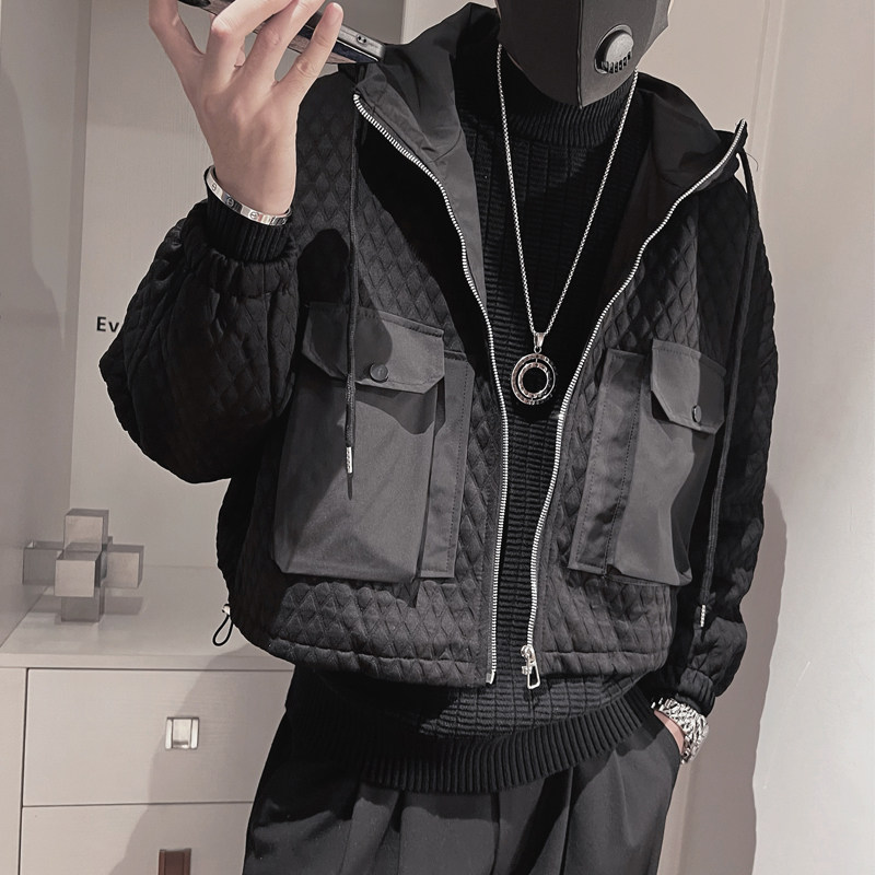 Y76-特P138-控178棉衣男2023新款连帽帅气短款男士外套潮牌棉服,男装棉衣,电商A216