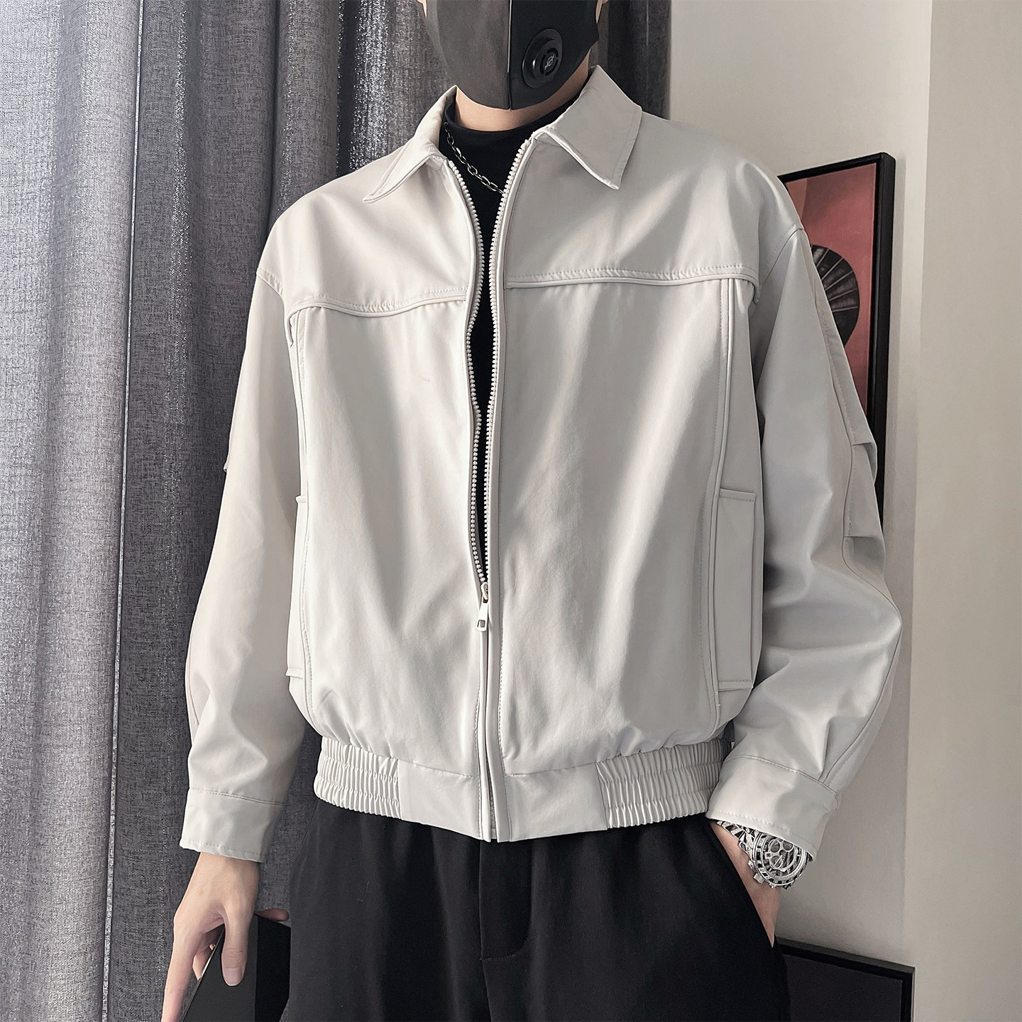 WT81-P88-控128-M-3XL-聚酯纤维 结构翻领夹克图片