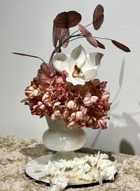 YOU物中古风玉石花瓶摆件家居软装仿真花桌面小边几装饰乔迁送礼