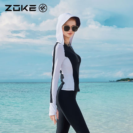 洲克游泳衣女长袖长裤防晒显瘦海边温泉泳装分体防晒水母衣冲浪服