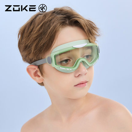 洲克儿童泳镜高清防水防雾不勒眼zoke大视野游泳训练大框初学者