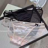 法式 女 纯欲少女网纱低腰三角裤 性感蕾丝镂空内裤 女士2025新款