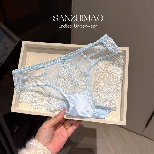法式轻奢蕾丝轻薄中腰三角裤女