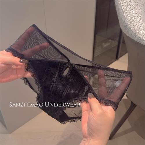 纯欲风丝绒网拼接内裤女