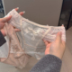 女白色网纱少女三角裤 2025法式 蕾丝蝴蝶结内裤 性感透明棉档甜美