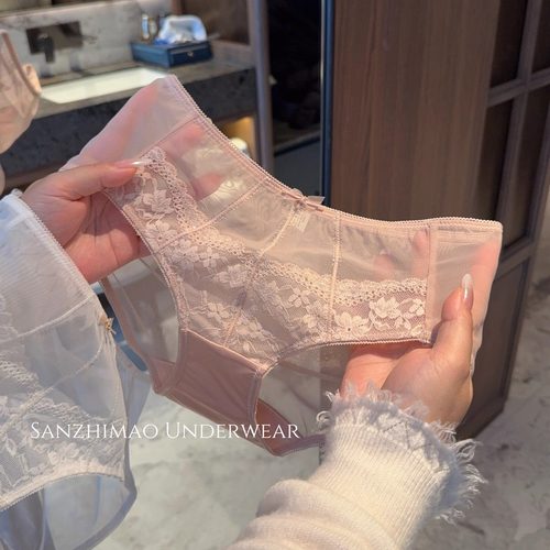 纯欲性感中腰全蕾丝边网纱内裤女