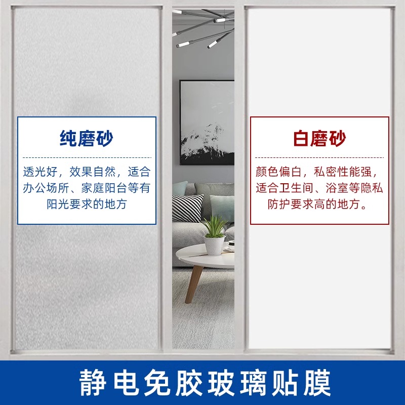 窗户磨砂玻璃贴纸透光不透明卫生间贴纸防走光浴室贴膜防窥磨砂膜