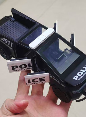1/32特斯拉Cybertruck皮卡美国警车合金车模型声光回力六门创意