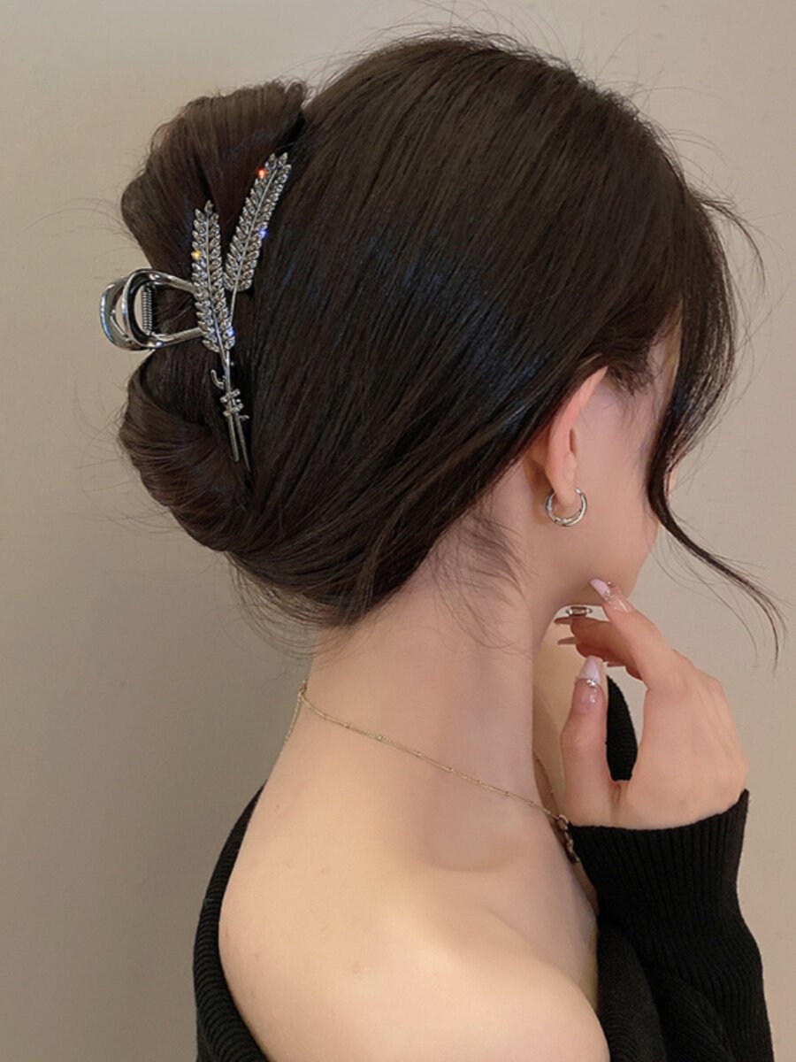 网红轻奢水钻麦穗发夹女2026新款高端后脑勺盘发抓夹百搭头饰发卡