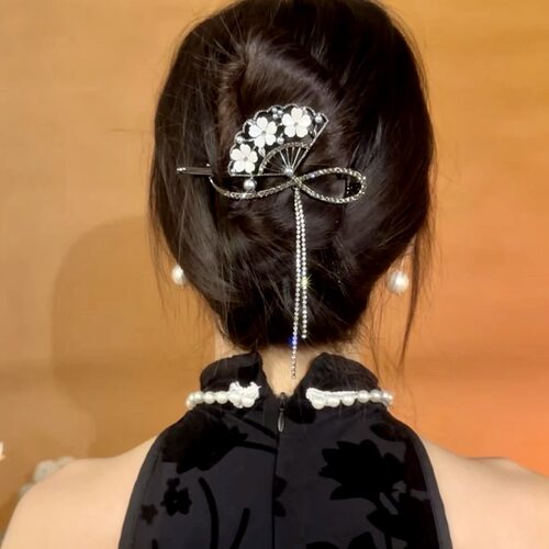 花朵扇子一字夹盘发青蛙扣发夹