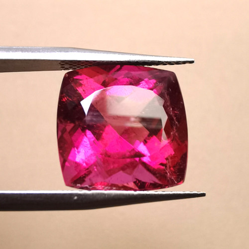 【精品裸石】12.05克拉 紫红色 方形 Rubellite  天然红宝碧玺