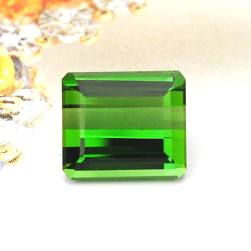 【精品裸石】5.38ct 电光绿 长方 天然绿碧玺 戒面吊坠*国检证书