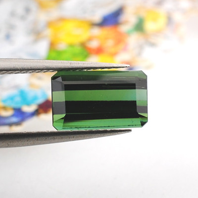 【精品裸石】3.32ct 电光绿 长方 天然绿碧玺 戒面吊坠