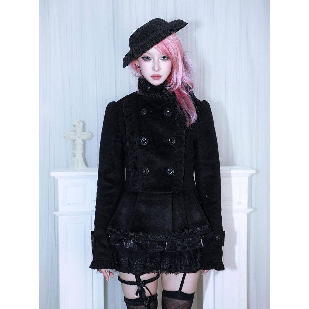 暗夜魔女 冬季新款日系哥特古早vintage收腰毛呢外套辣妹半裙套装,女装/女士精品,时尚套装,淘宝优惠券,粉丝福利购,淘宝优惠卷