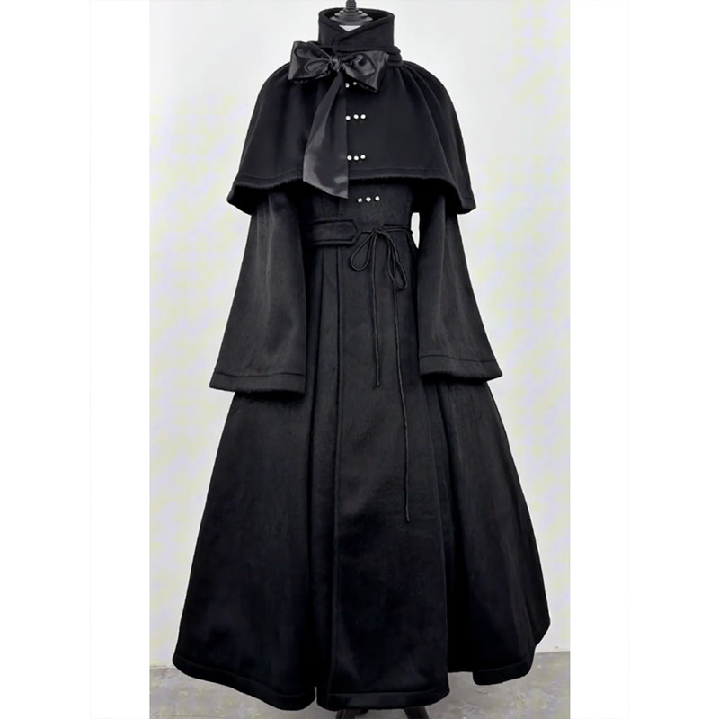 复古暗黑系哥特风套装女冬季新款黑色斗篷披肩+长款连衣裙两件套,女装/女士精品,时尚套装,淘宝优惠券,粉丝福利购,淘宝优惠卷