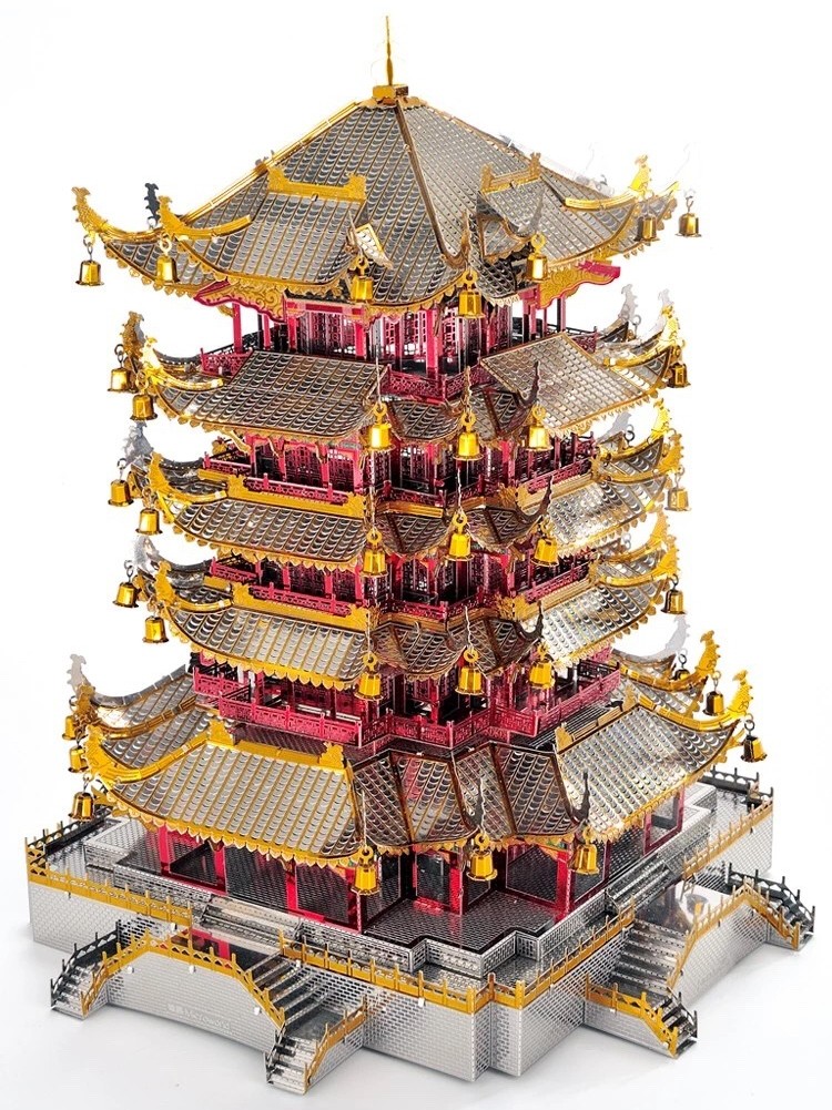 加大尺寸黄鹤楼中国湖北名胜古迹金属拼装建筑模型3d立体拼图