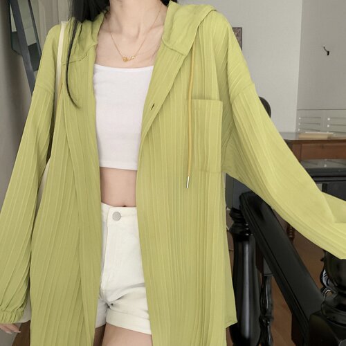 批发大码中长款防晒连帽薄外套潮