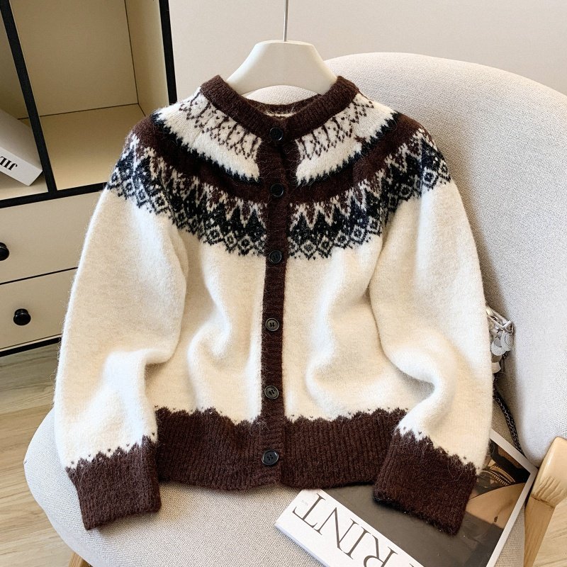 批发洋气软糯针织复古费尔岛毛衣
