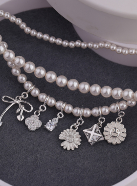 NNU小米珠baby珍珠项链吊坠可拆卸单坠精致百搭S925银饰素链配饰