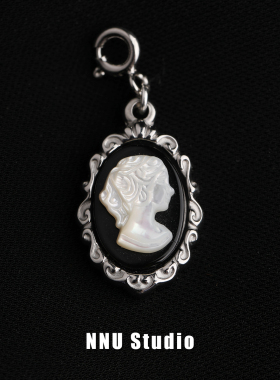 NNU钛钢原色baby珍珠锁骨项链配饰复古贝母浮雕美人吊坠单坠饰品