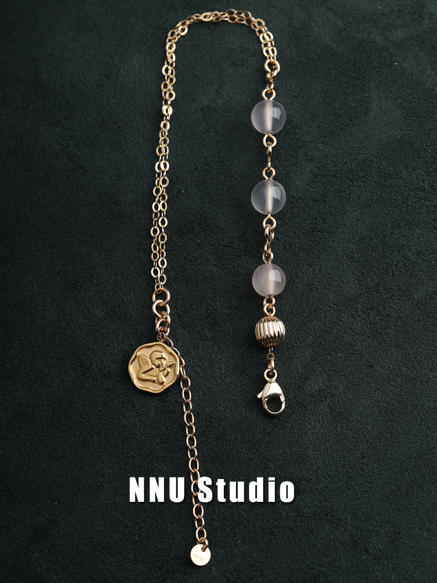 nnu原创设计 简约好搭气质荔枝冻手链进口14k注金女小众饰品礼物