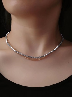 小众冷灰调秋季搭配气质珍珠项链