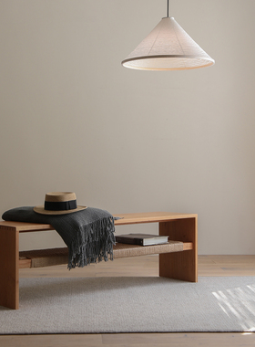 拾光盒子北欧樱桃木原木长凳子日式侘寂风纯实木换鞋凳复古床尾凳