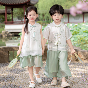 声声慢玉盘小城谣幼儿园儿童中班合唱服扇子书简舞蹈表演出服装女