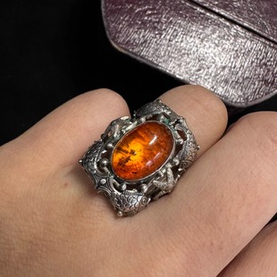 Gk亲嘴小鱼捕鱼岛通体925银戒指通体银指环男女古董设计Fischland