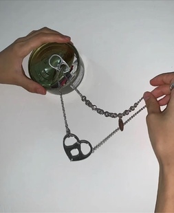 设计师通体925银锁骨链朋克易拉罐环银项链爆炸推荐