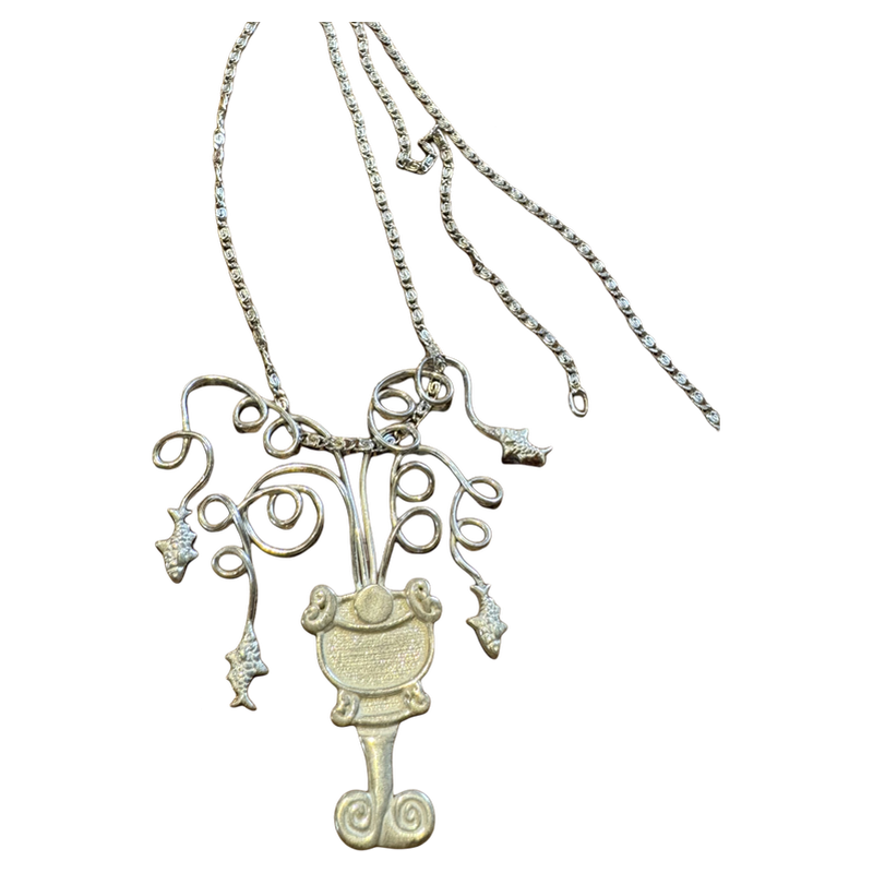 原创设计浪漫的花瓶手工通体925银裸银吊坠意大利